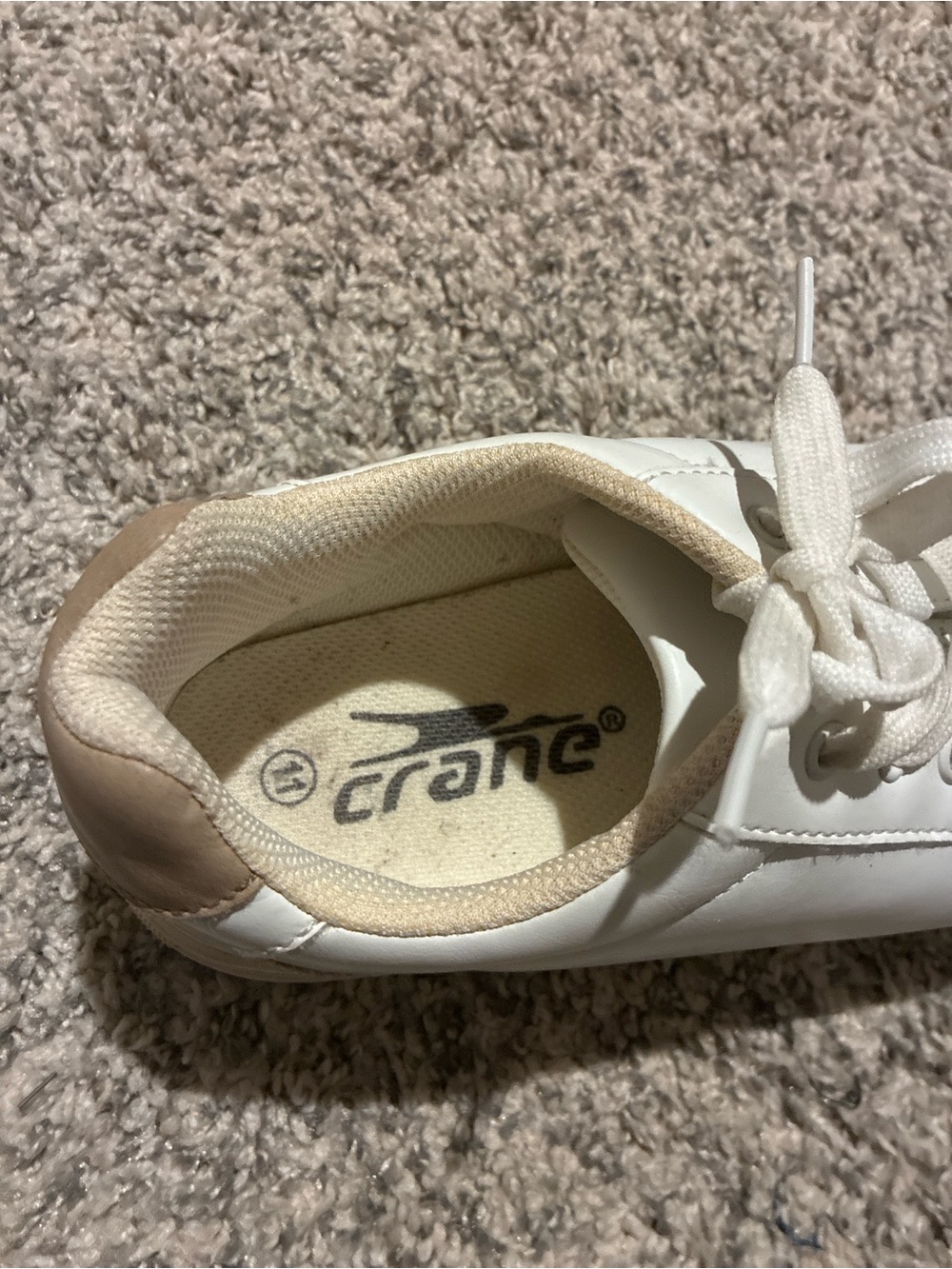 Crane Men's White Lace-Up Sneaker with Beige Heel Accent